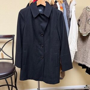 London Fog Black Tailored Pea Coat